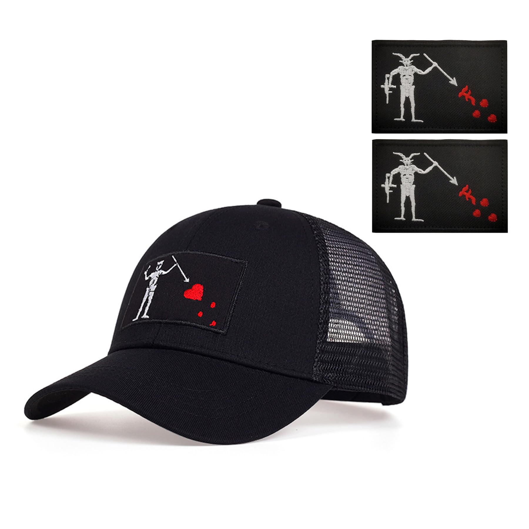 YUSENGMOOBlackbeard Embroidered Patch,Seals Team Tactical Baseball Cap,Breathable mesh Baseball Cap+Patch