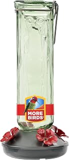 More Birds Kristina Green Glass Hummingbird Feeder, 19 oz Capacity 2 Pack