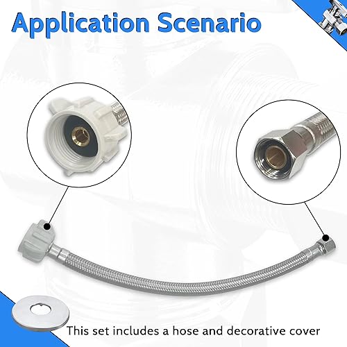 Miniatura 4 de VINTEX Kit de fontanería de conector de inodoro, válvula completa de inodoro con manguera de conector de inodoro de acero inoxidable de 12 pulgadas