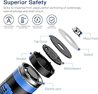 Vista 5 de Hixon Baterías AAA de litio recargables de 1.5 V, 8 x 1100 mWh, batería de iones de litio triple AAA de alta capacidad de larga duración, carga