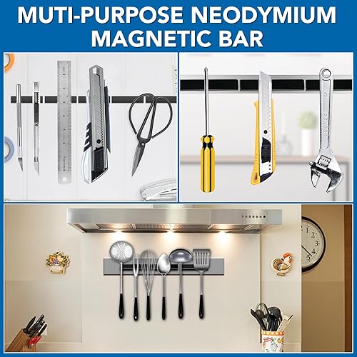 Miniatura 6 de TRYMAG Imanes fuertes resistentes, paquete de 25 barras magnéticas de neodimio, tiras magnéticas negras con adhesivo de doble cara, potentes imanes