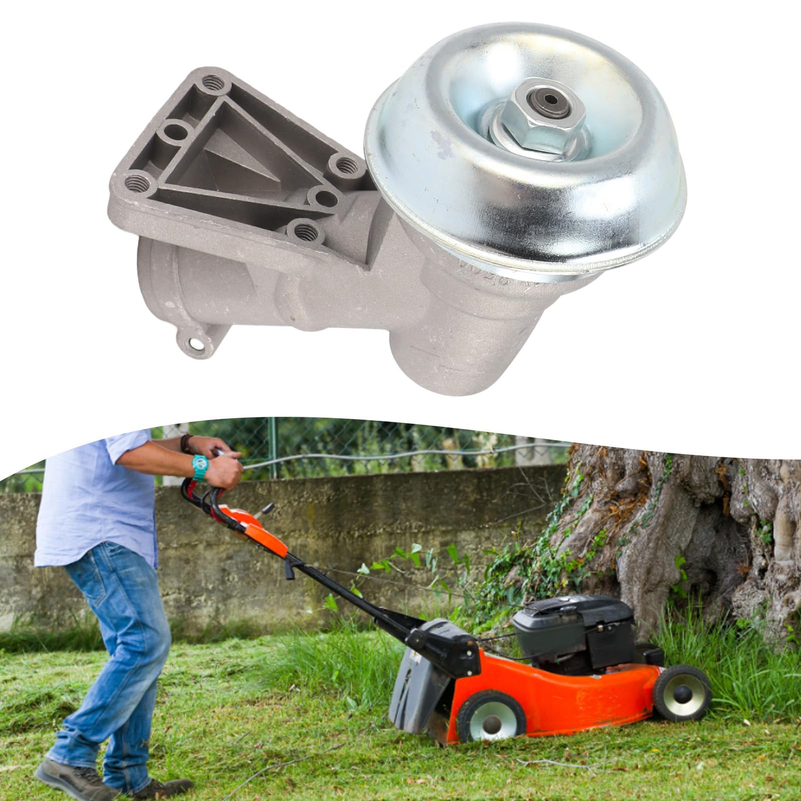 Cabezal de engranaje duradero 10T para desbrozadora Oleo EM753 746T, cabeza de caja de engranajes 28 mm de aluminio y hierro de acero inoxidable para herramientas de jardinería
