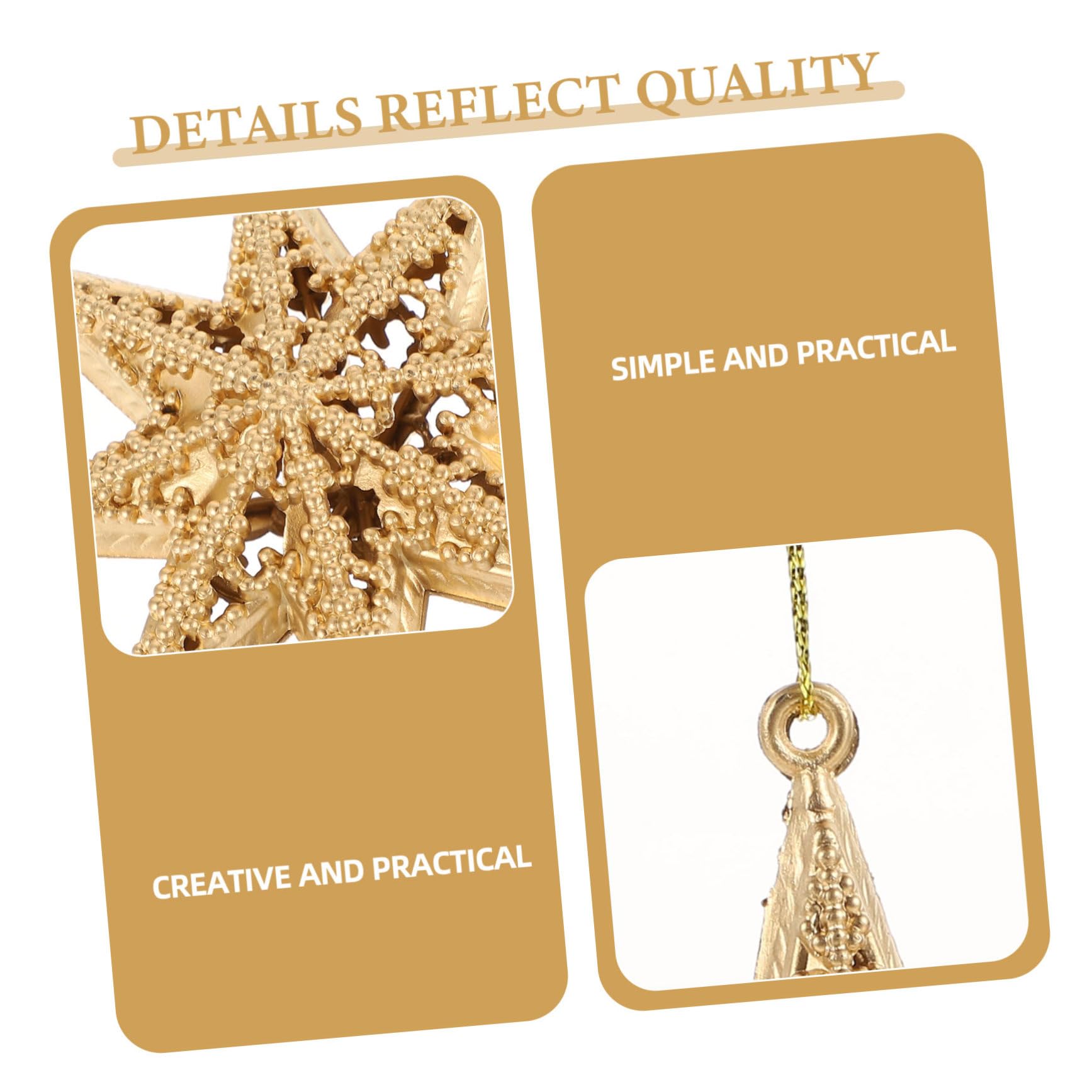 Cabilock 5 Sätze Goldener Sternanhänger Weihnachtsbaumdekoration Weihnachtsstern Christbaumanhänger Gold Christmas Tree Ornaments Weihnachtsdeko Stern-anhänger Weihnachtsschmuck 6 Stück * 5