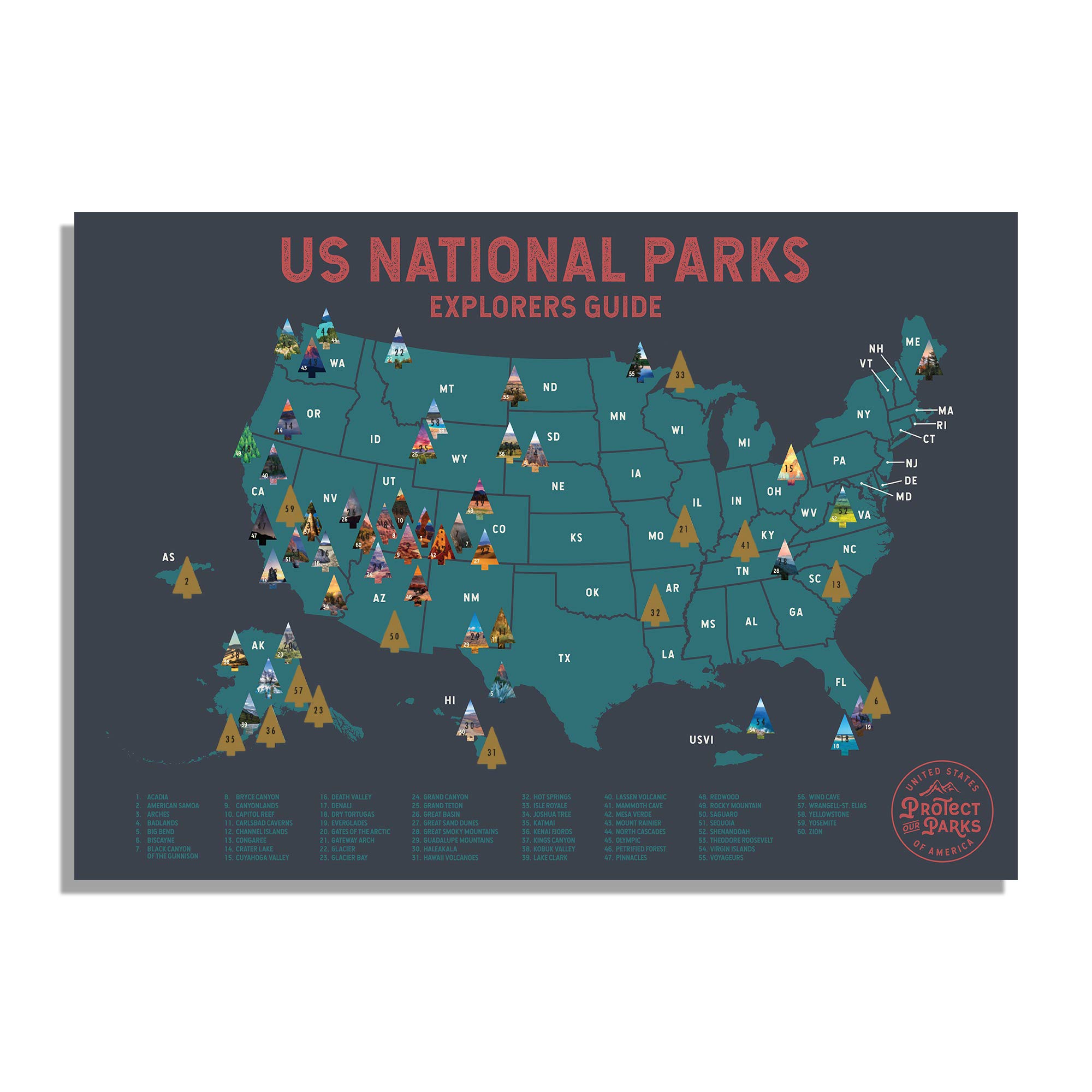 Buy Epic Adventure Maps USA National Park Scratch Off Map (24” x 17