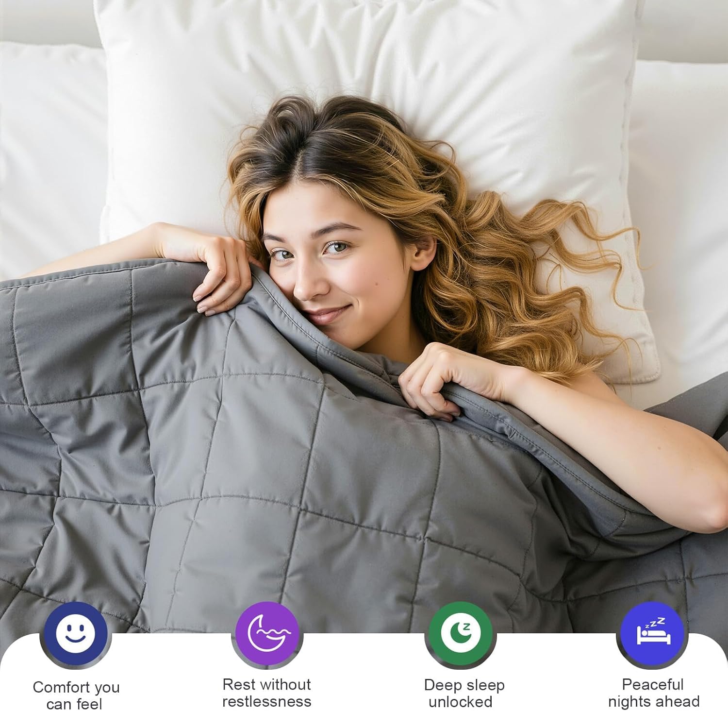 Weighted Blanket 15lbs 48"x72", Cooling Heavy Throw for 160-220lbs Persons, Premium Glass Beads & Soft Breathable Fabric for All-Season Sleeping Comfort 15lbs 48” x 72“