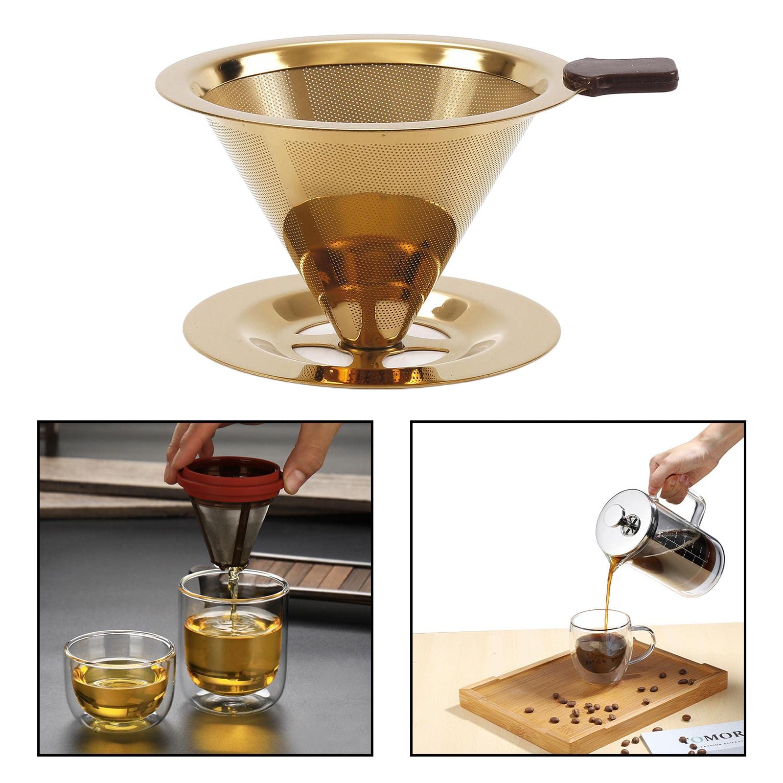 rockible Kaffeefilter Papierloses Kaffeefiltersieb Edelstahl Pour Over Kaffeebrüher Teesieb Feines Kaffeezubehör Und Rostfrei für