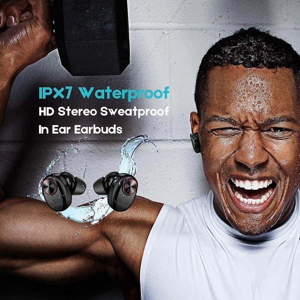 GeRRiT Veri auricolari wireless, isolamento acustico negli auricolari Auricolari sportivi invisibili, mini auricolari Bluetooth 5.0 Auricolari portatili Stereo, microfono integrato