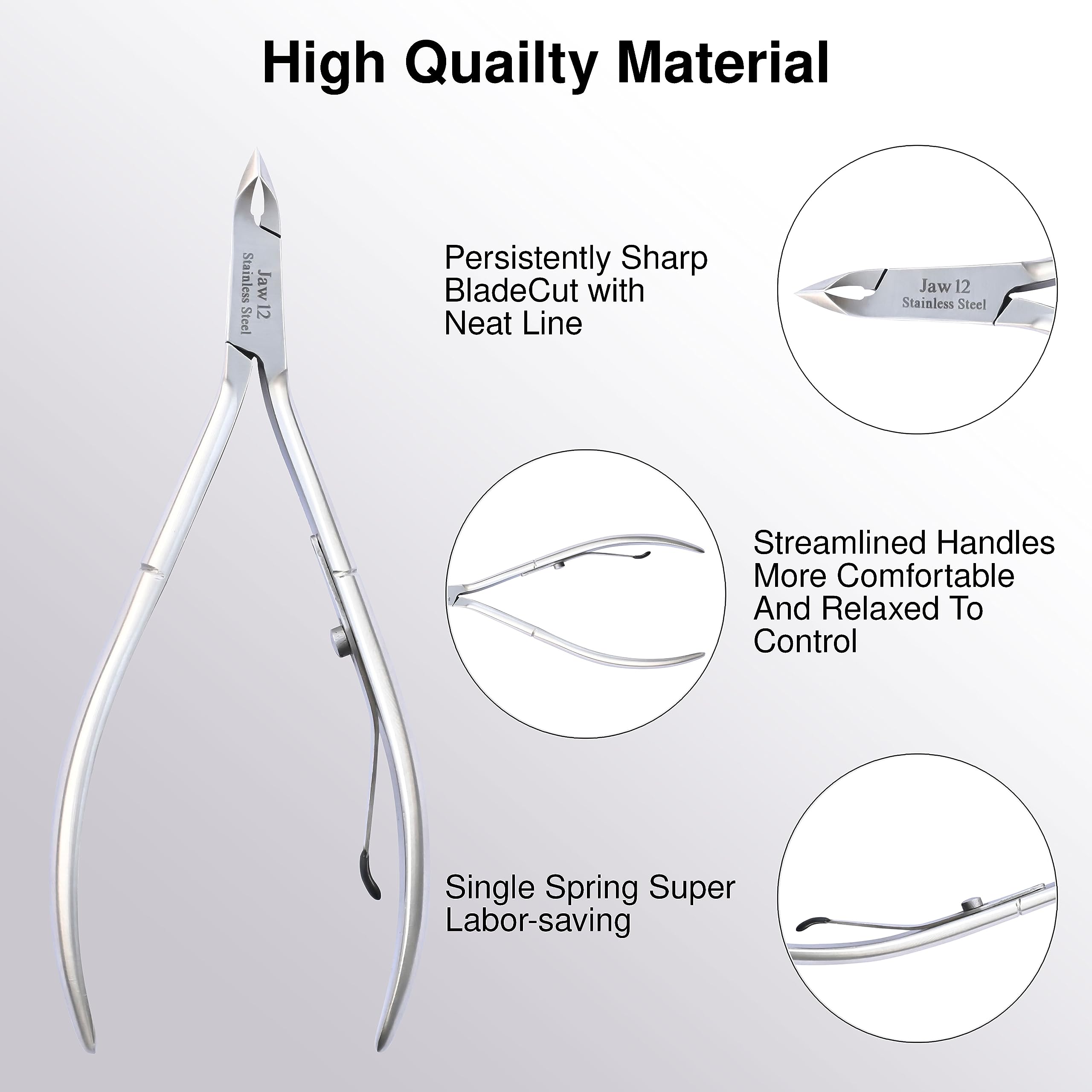 UM Supplies Cortador de cutículas | Removedor de uñas | Extremadamente afilado | Alicates profesionales para cutículas | Acero inoxidable | Herramienta de manicura y pedicura | Mandíbula 12 (2 mm)