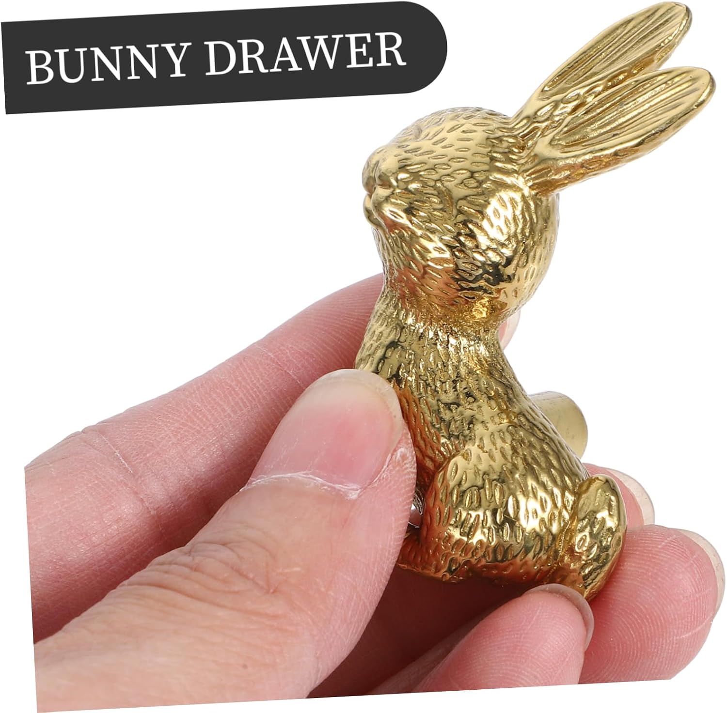 Cabilock Brass Rabbit Figurine Handle Animal Cabinet Knobs Drawer Pulls Nursery Decor Furniture Knobs