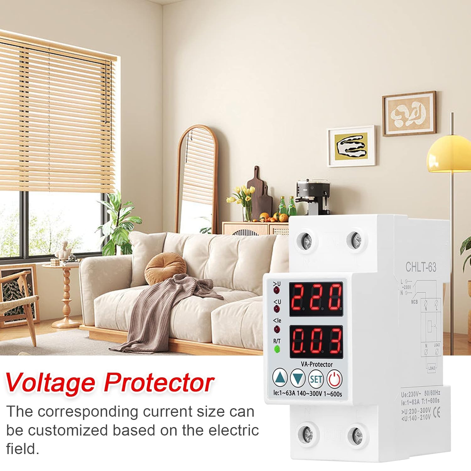 YWBL-WH Voltage Protector installed in a home electrical panel environment