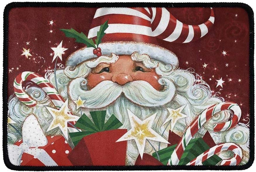 Snilety Merry Christmas Funny Doormat, Santa Claus Pattern Front Door Mat Dirt Trapper Welcome Mat Indoor Outdoor Entrance Rug Non Slip Winter Holiday Season Christmas Decor