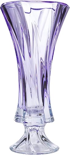 Q955-51, 16'' Crystal Footed Bud Vase, Elegant Flower Jar on Stem, Wedding Gift