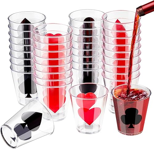Miniatura 8 de Zubebe Vasos de casino de plástico para póquer, mini vasos de chupito de plástico de 2 onzas para Las Vegas, divertidos regalos de decoración de