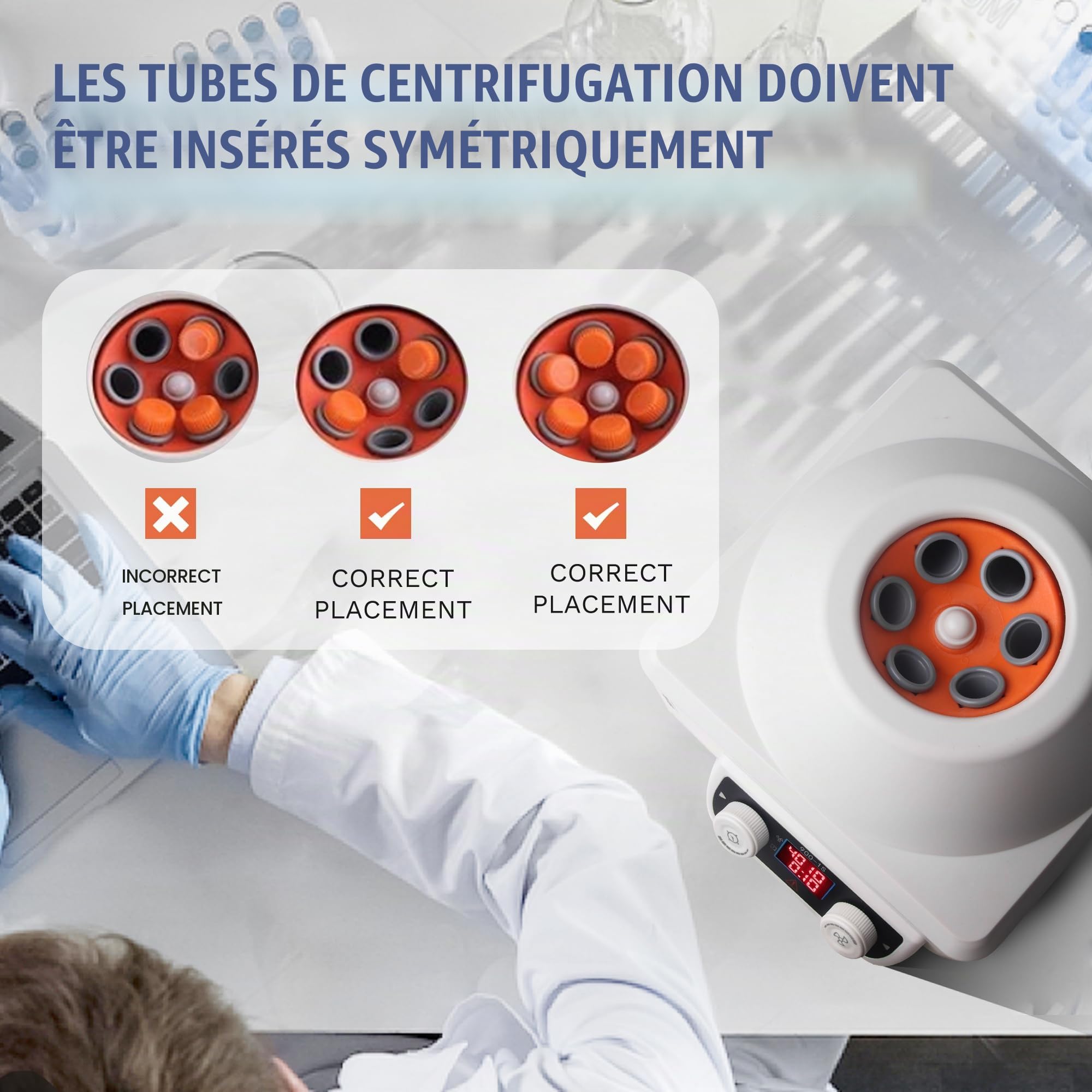 Centrifugeuse de Laboratoire, 6x10ml Centrifugeuse PRP 4000rpm 1795xg RFC 1-99min LCD centrifugeuse laboratoire 220V