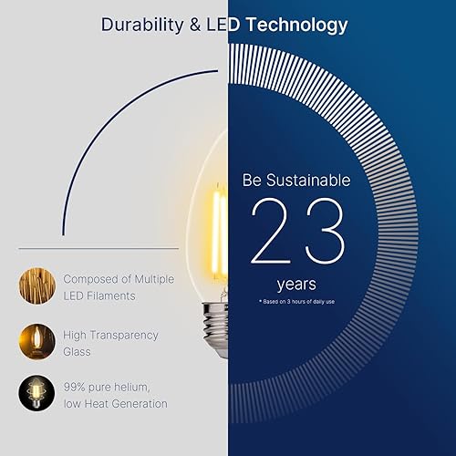 Miniatura 3 de FLSNT Bombillas LED equivalentes a 100 W, bombillas LED regulables de 800 lúmenes, 2700 K blanco suave, base E26, paquete de 6 unidades,
