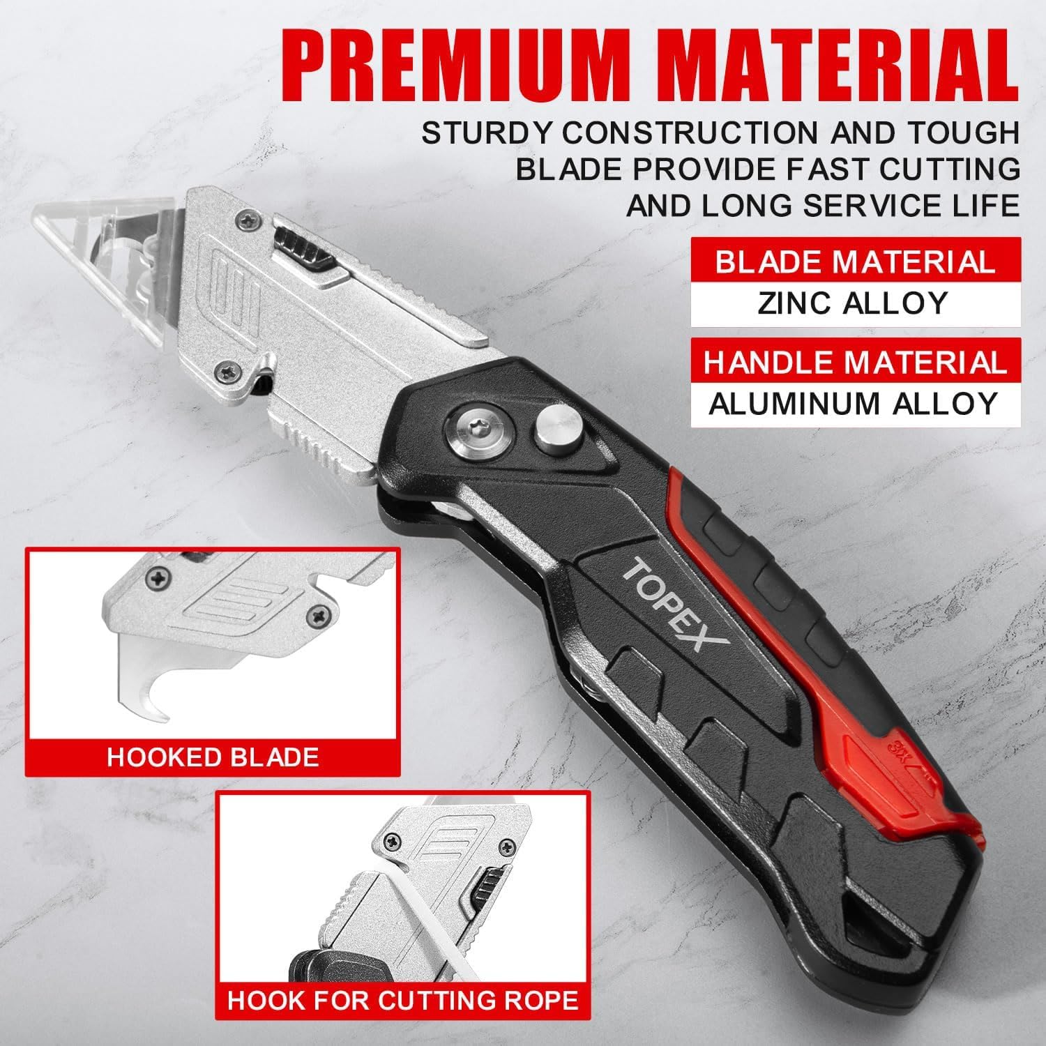 TOPEX 58PCS Folding Utility Knife Set Pocket Blades Box Cutter w/Retractable Blade
