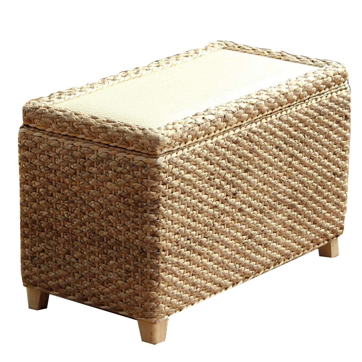 Pouf avec rangement et repose-pieds en jonc de mer poufs tissés à la main pour le couloir