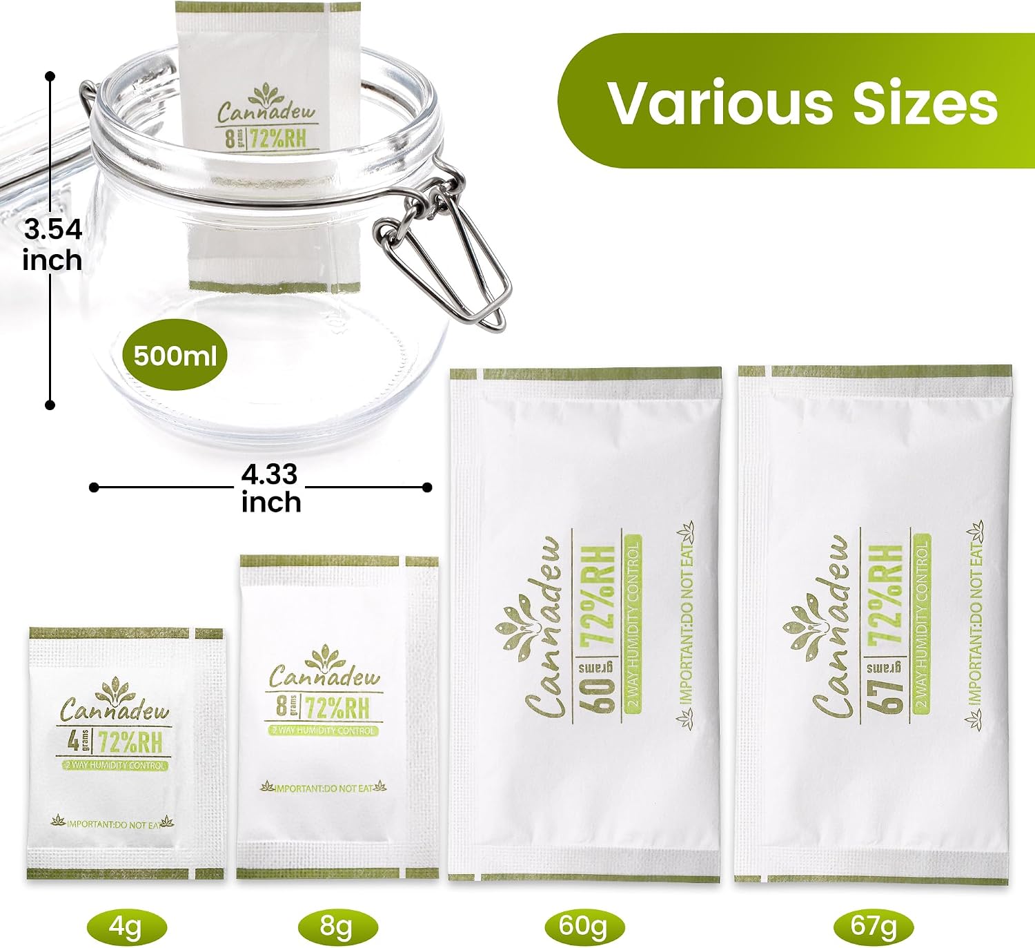 72% 4g (15pack) Humidity Packs Two-Way Humidity Control Pack - Moisture Absorbers & Hydration Packets for Curing and Storage