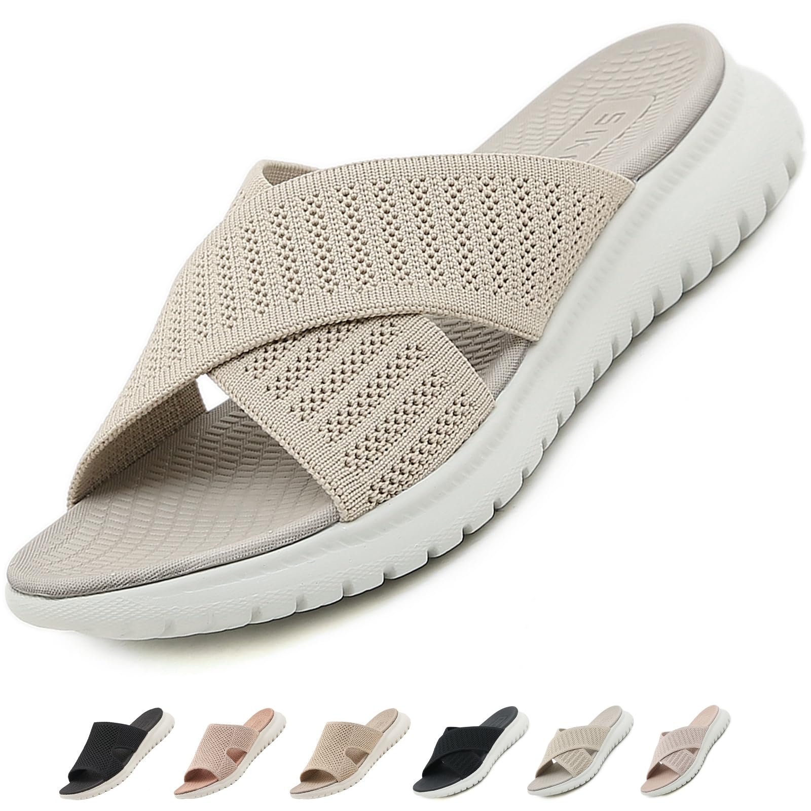 ZDQ Sandalen Damen Sommer Leichte Bequem Pantoletten mit Weich Fussbett, Gr.35-42