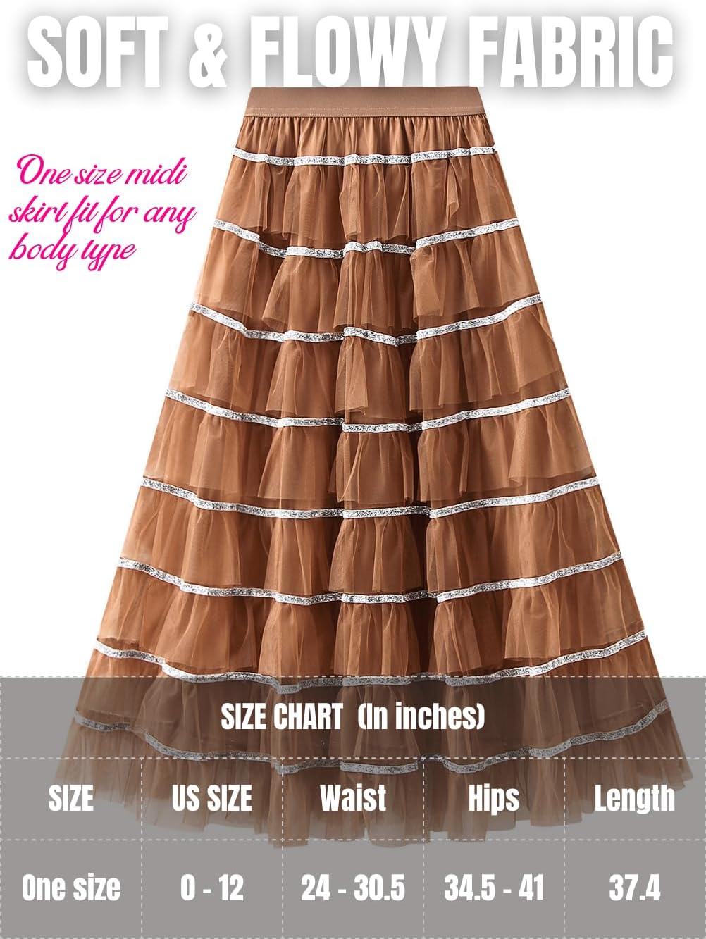 Kaei&Shi Ruffle Fairy Tulle Skirt,Tiered Long Pleated Skirts,Burlesque Costume for Women