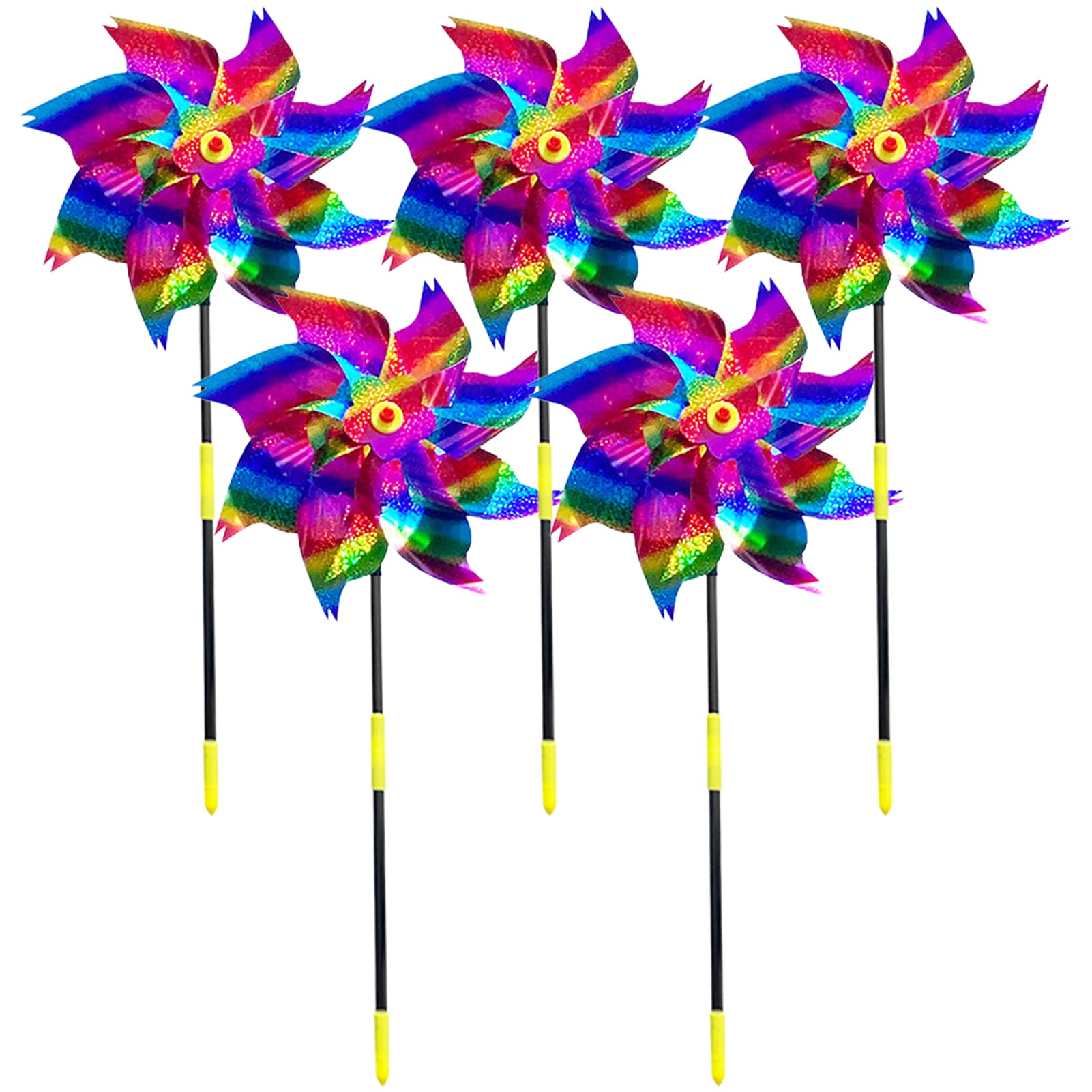 CUSROS 5Pcs Windmill Shiny Reflective PET Bird Repellent Shiny Windmill Garden Windmill Multicolor
