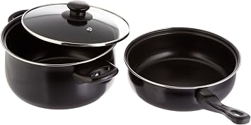 Gibson Home Back to Basics Nonstick Carbon Steel Cookware Set. 7-Piece, Black