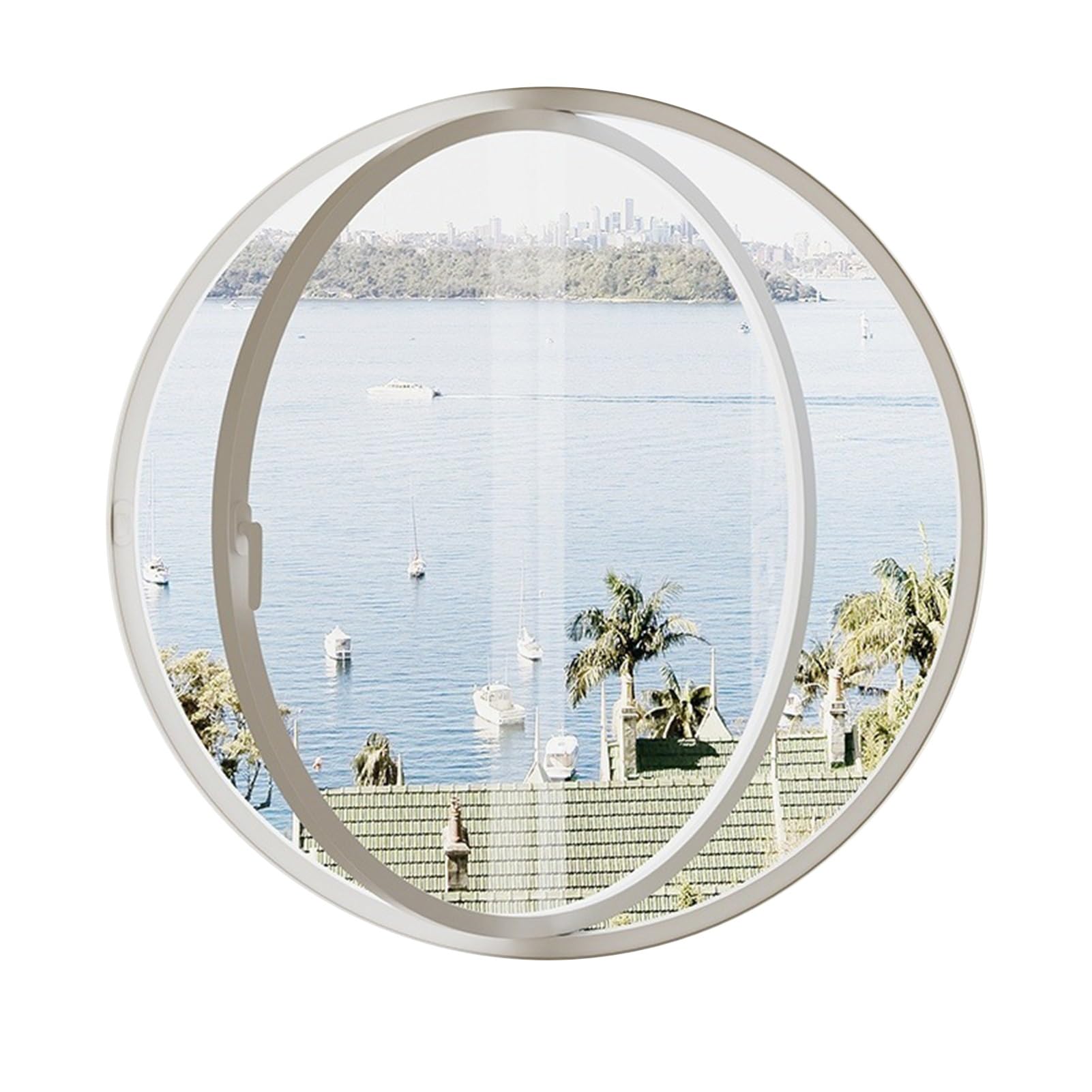 Ventana redonda de aluminio blanco de 50 cm con cristal templado