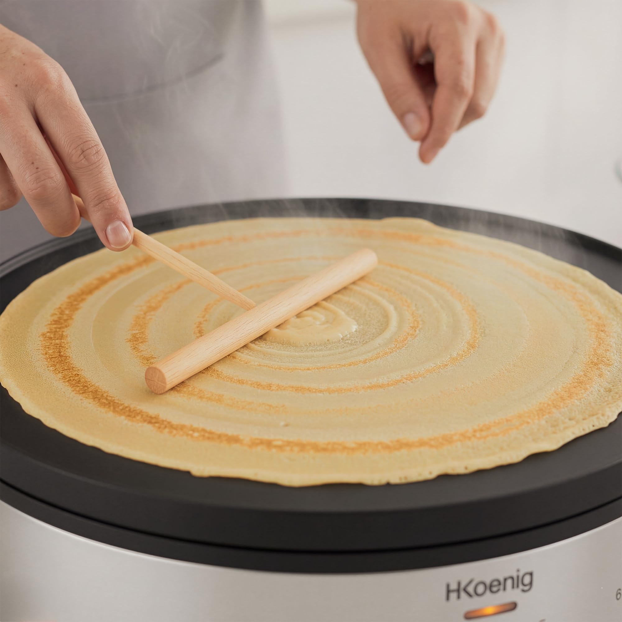 H.Koenig KREP29 Elektrische Crêpepfanne Crêpes Maker, Crêpes Party, 33 cm Antihaftbeschichtete Kochplatte, Tischgerät, Einstellbarer Thermostat