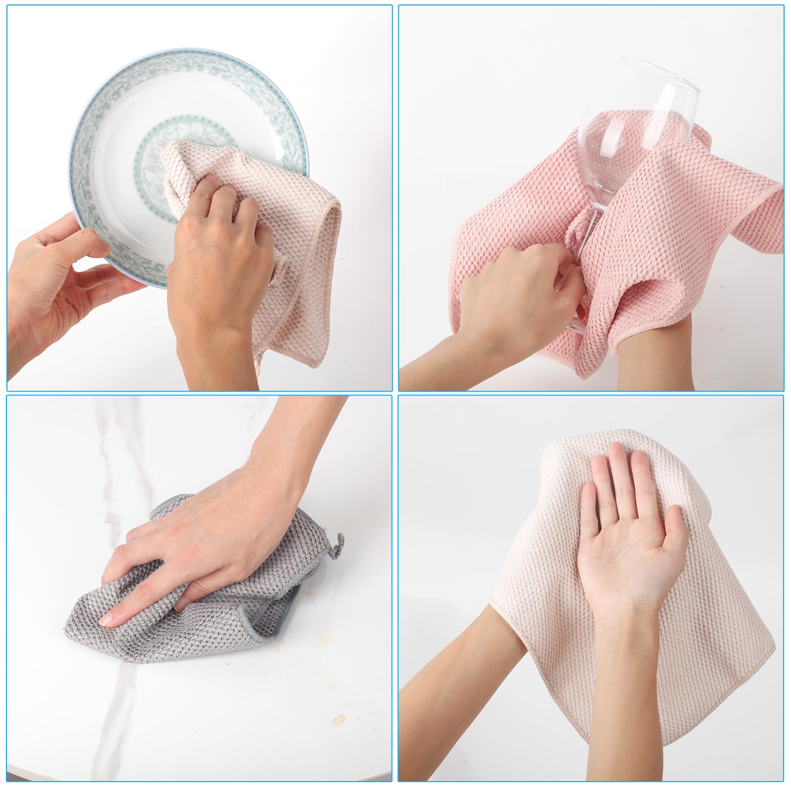 USANOOKS Lot de 12 chiffons de nettoyage en microfibre ultra absorbants pour voitures, tissage de saleté et liquide pour une brillance miroir sans traces (40,6 x 40,6 cm) – 1200 lavages