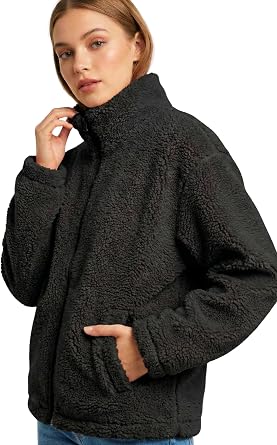 Kad n Pelu  Tam Fermuarl  Cepli Sherpa Kuzu Kuma  Oversize Pelu  Polar Sweatshirt