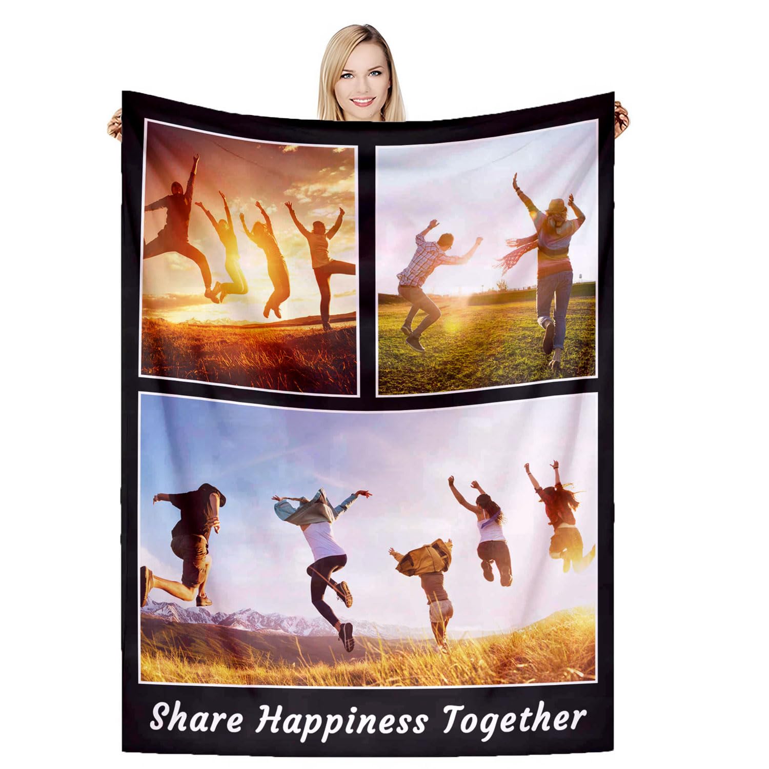 DSSHENGDS Custom Photo Blanket, Personalised Blanket, Gifts for Boyfriend, Girlfriend，Personalised Dad Gifts Idea for Dad from Daughter Son Kids, Best Dad Gifts-C-180 * 230CM