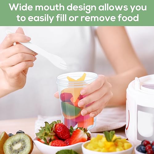 Miniatura 4 de Gueevin 8 tazas de yogur para parfait con tapas, recipientes de yogur reutilizables con cuchara de 27 onzas para llevar a los niños, harina de