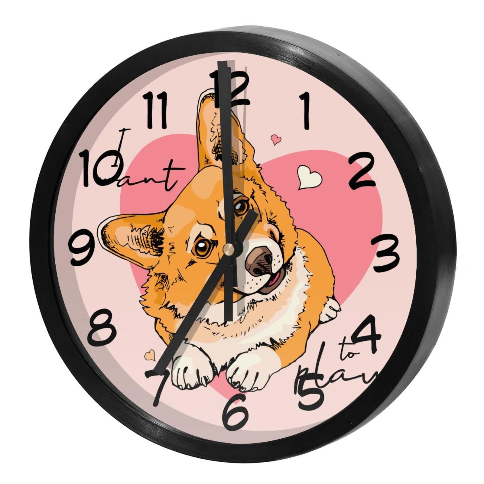 Horloge murale silencieuse Corgi gallois pour une decoration de cuisine animee et sans bruit