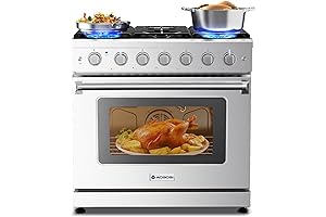 36 Inch Double Oven Gas Range with 6 Burners, 6 Cu. Ft...