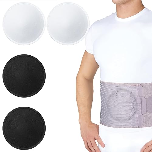Geiserailie 4 Pcs Silicone Umbilical Hernia Compression Pad Hernia Belt