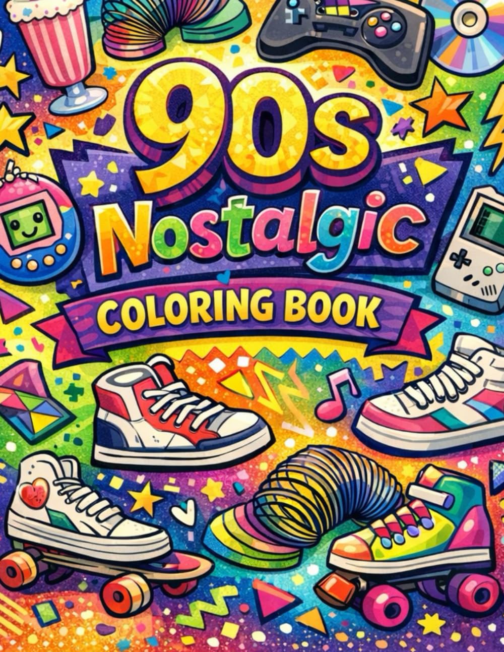 90s Nostalgic Coloring Book: Bold & Easy