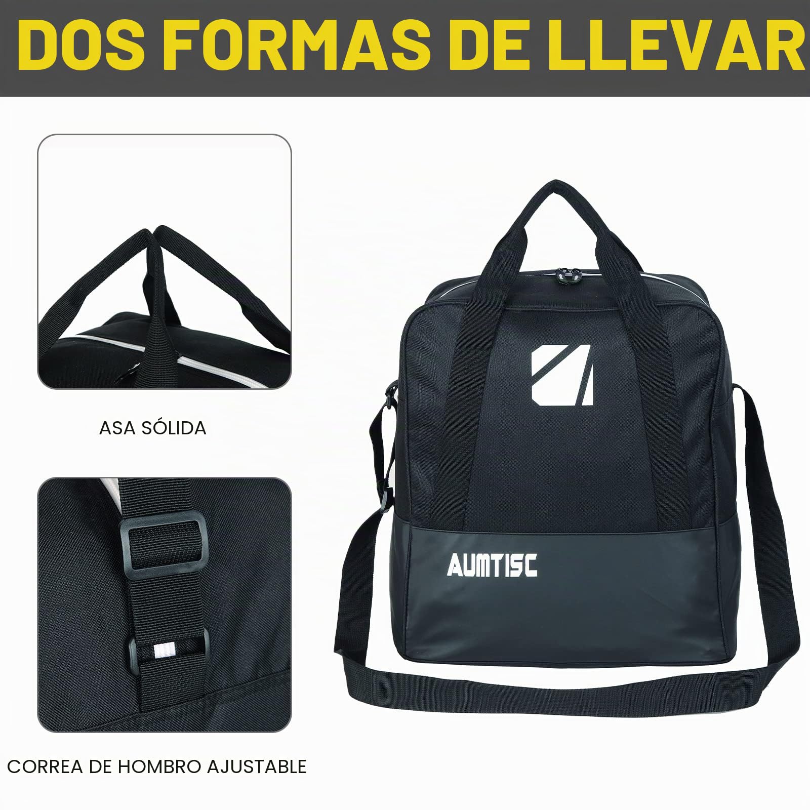 AUMTISC Bolsa De Esquí Y Bolsa De Barco Combinadas Y Acolchadas para 1 Par De Botas De Esquí Bolsa De Esquí con Longitud Ajustable hasta 200 Cm…