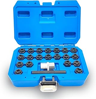 22PCS Wheel Locking Nut Key Kit Compatible with VAG, Wheel Lock Nut Scoket Adapter Set, Wheel Anti-Theft Lug Nut Removal Tool, Anti-Theft Screw Remover