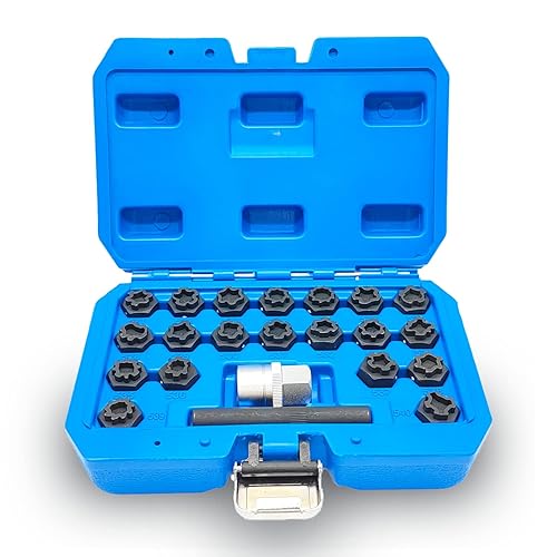 Miniatura 1 de Juego de llaves de tuerca de bloqueo de rueda de 22 piezas compatibles con VW VAG Volkswagen, juego de adaptadores de tuercas de bloqueo de rueda,