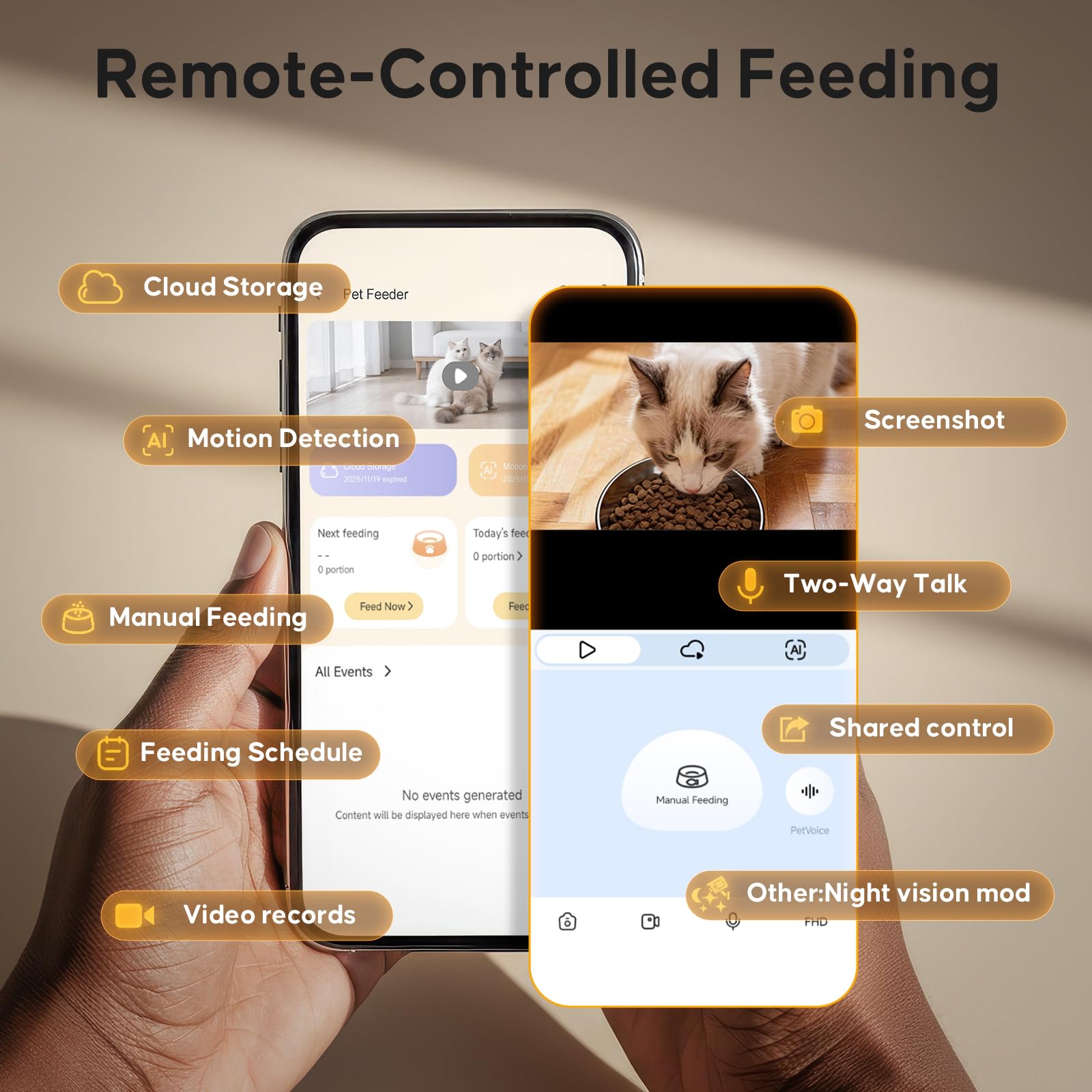Automatic Cat Feeder with Camera,WiFi Cat Food Dispenser with App Control,1080P HD Video,Two-Way Audio, Transparent 4.2L Food Container (Black) - image 7