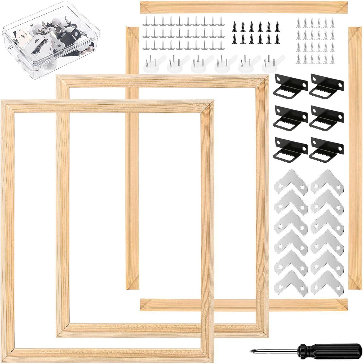 3 Set 16x20 Inch DIY Wood Canvas Frame Kit Wooden Stretcher Bars Removable Lightweight Stretcher Frames for Oil Painting Canvas Art Diamond Prints Poster Needlepoint Arts Embroidery Stitch Supplies