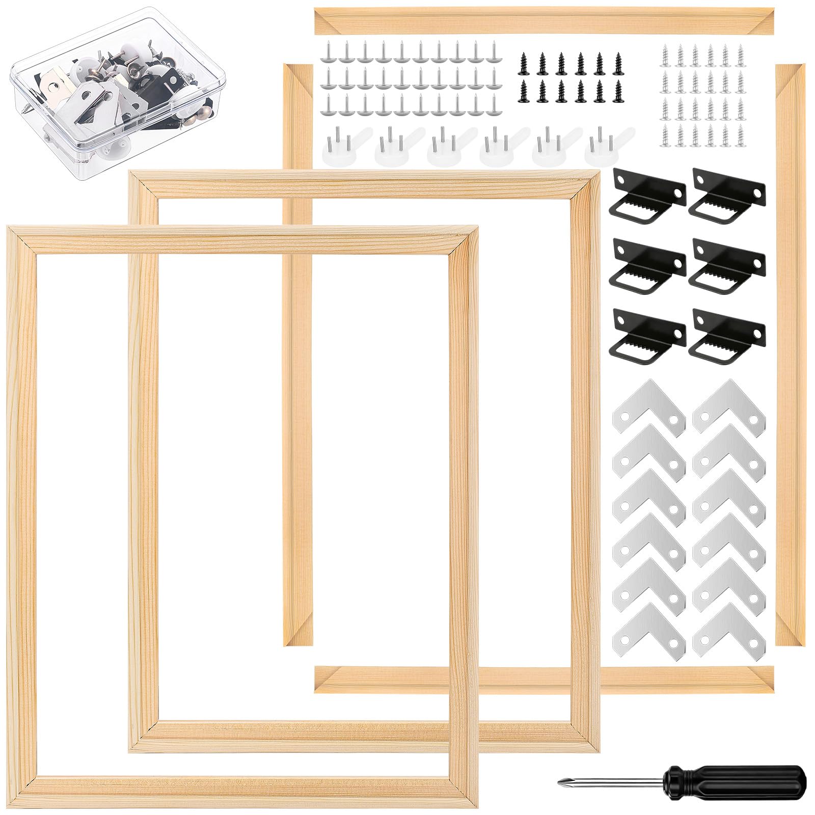 Photo 1 of 2 Set 16x20 Inch DIY Wood Canvas Frame Kit Wooden Stretcher Bars Removable Lightweight Stretcher Frames for Oil Painting Canvas Art Diamond Prints Poster Needlepoint Arts Embroidery Stitch Supplies