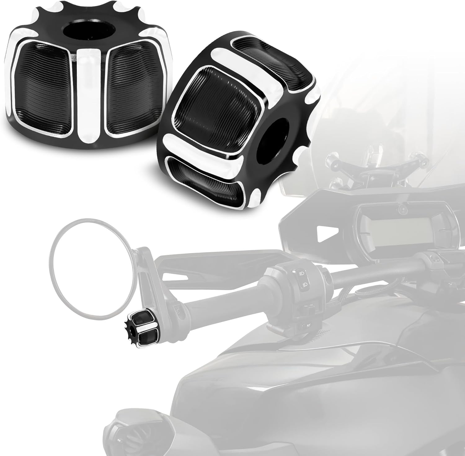 Aluminum Weighted Handlebar End Caps for the Can-Am Ryker 600 900 / Rally Edition (2015-2025), Sport（2022-2025）| Handlebar Ends Weight Balance Plug Black1