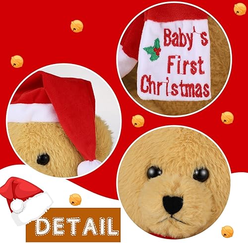 Miniatura 4 de Lewtemi Oso de Navidad de peluche para la primera Navidad, oso de Navidad, bufanda roja para bebé, divertido oso de peluche para niños, baby