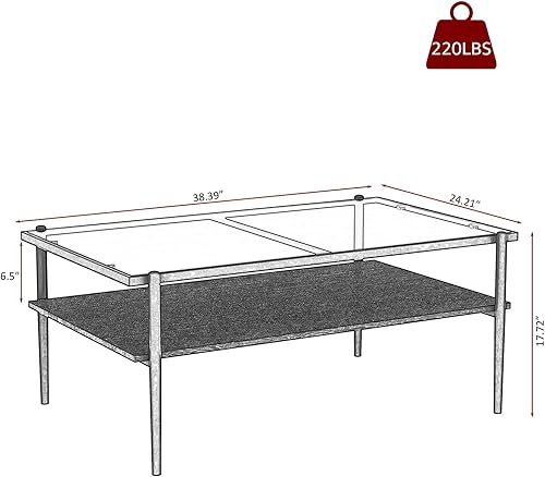 Miniatura 2 de Juego de mesa auxiliar y mesa auxiliar de 3 piezas, marco de metal negro, mesa auxiliar superior de cristal, estante superior cuadrado, mesas