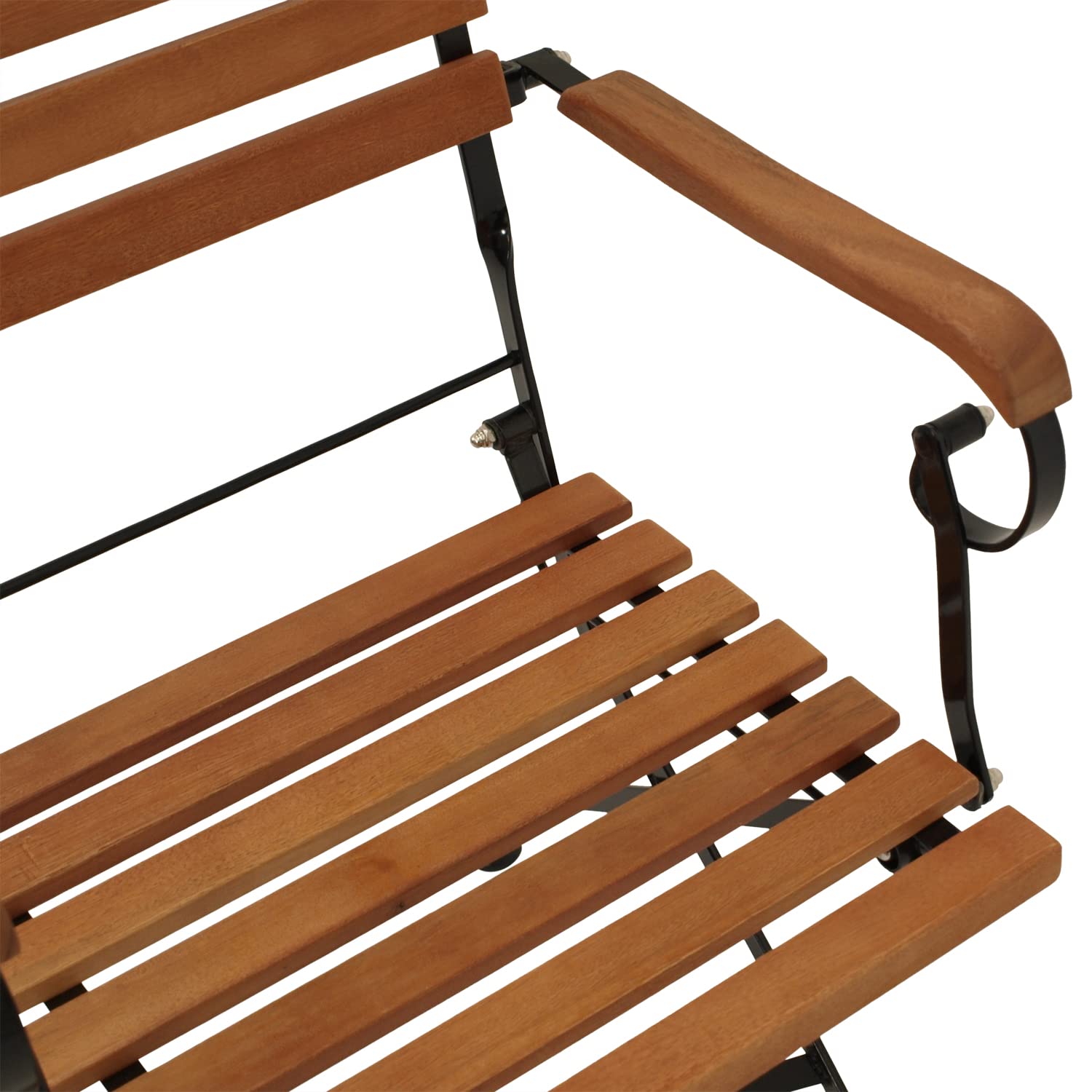 DEGAMO Klappsessel Gartenstuhl HOFGARTEN mit Armlehnen, Gestell Flachstahl schwarz pulverbeschichtet, Belattung Eukalyptus Hartholz, klappbar, Outdoor, 2 STÜCK