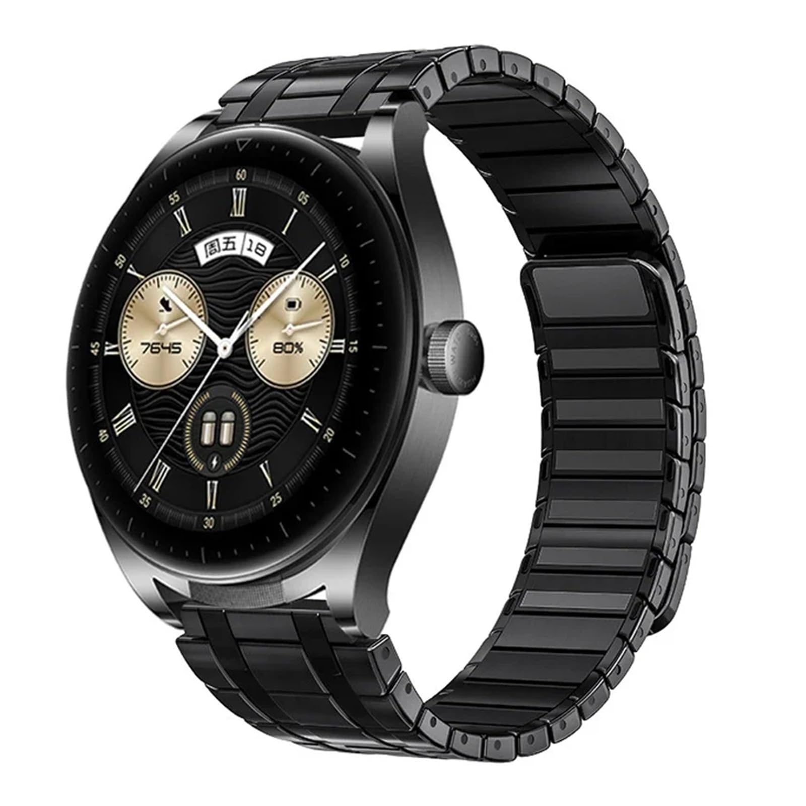 Bracelet magnétique en métal 22 mm Compatible avec la Montre GT 3 2 Pro 46 mm 42 mm 2E Bracelet en Acier Inoxydable Compatible avec la Montre GT3 Bracelet de Montre(Black,Watch 3Pro)