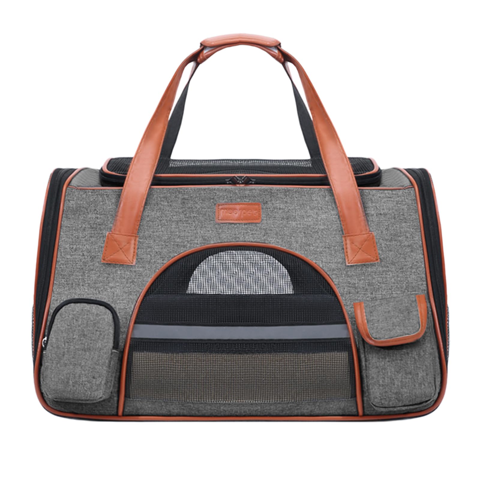Sac de transport pour chat pliable marron avec bandoulière confort