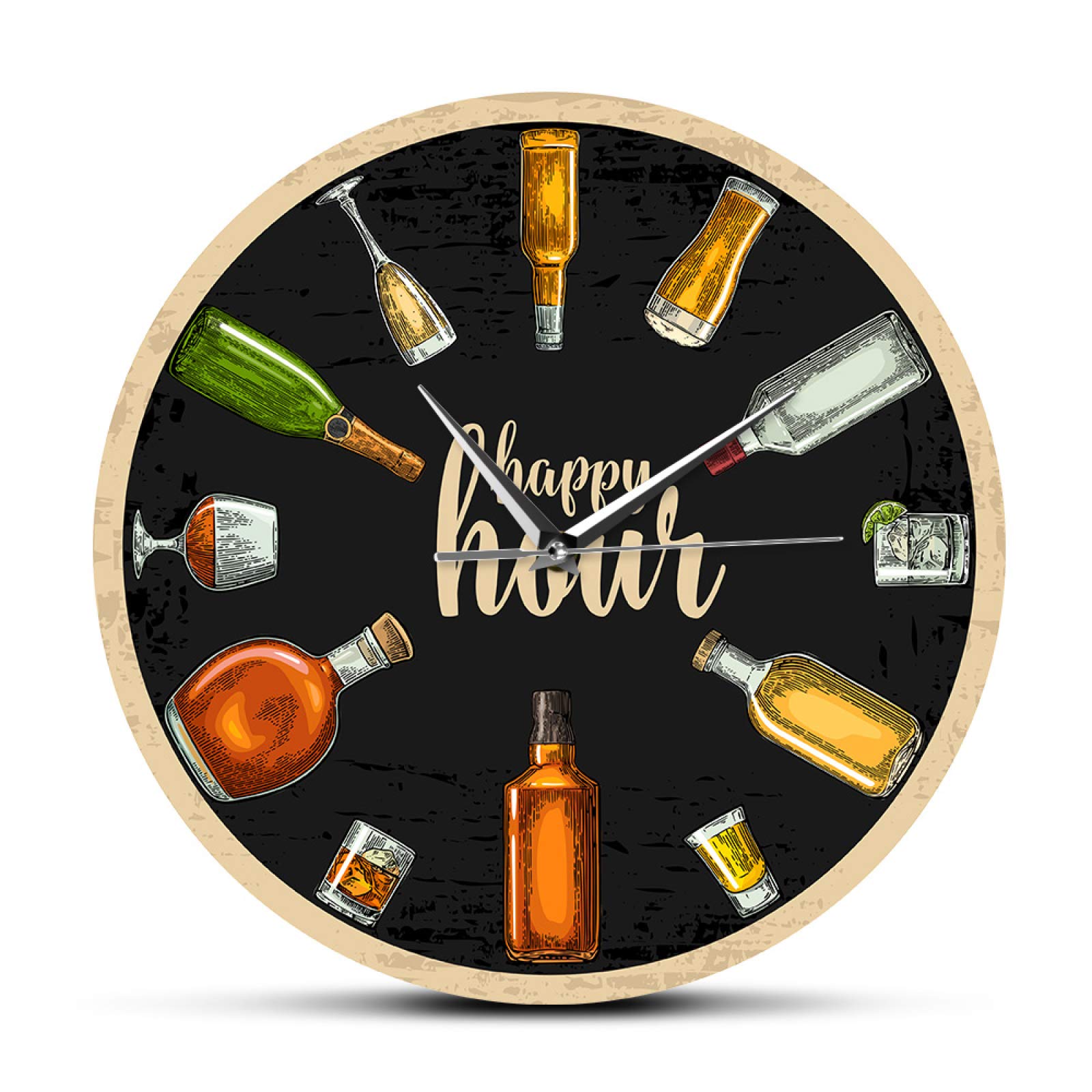 Otku Multicolored 12 Inch Decorative Wall Clock Wine Time Beer O'clock Drinker Alcohol Gifts Winery Art Booze Pub Bar Wine Shop Restaurant Printed Wall Clock Watch For Home Wall Decor