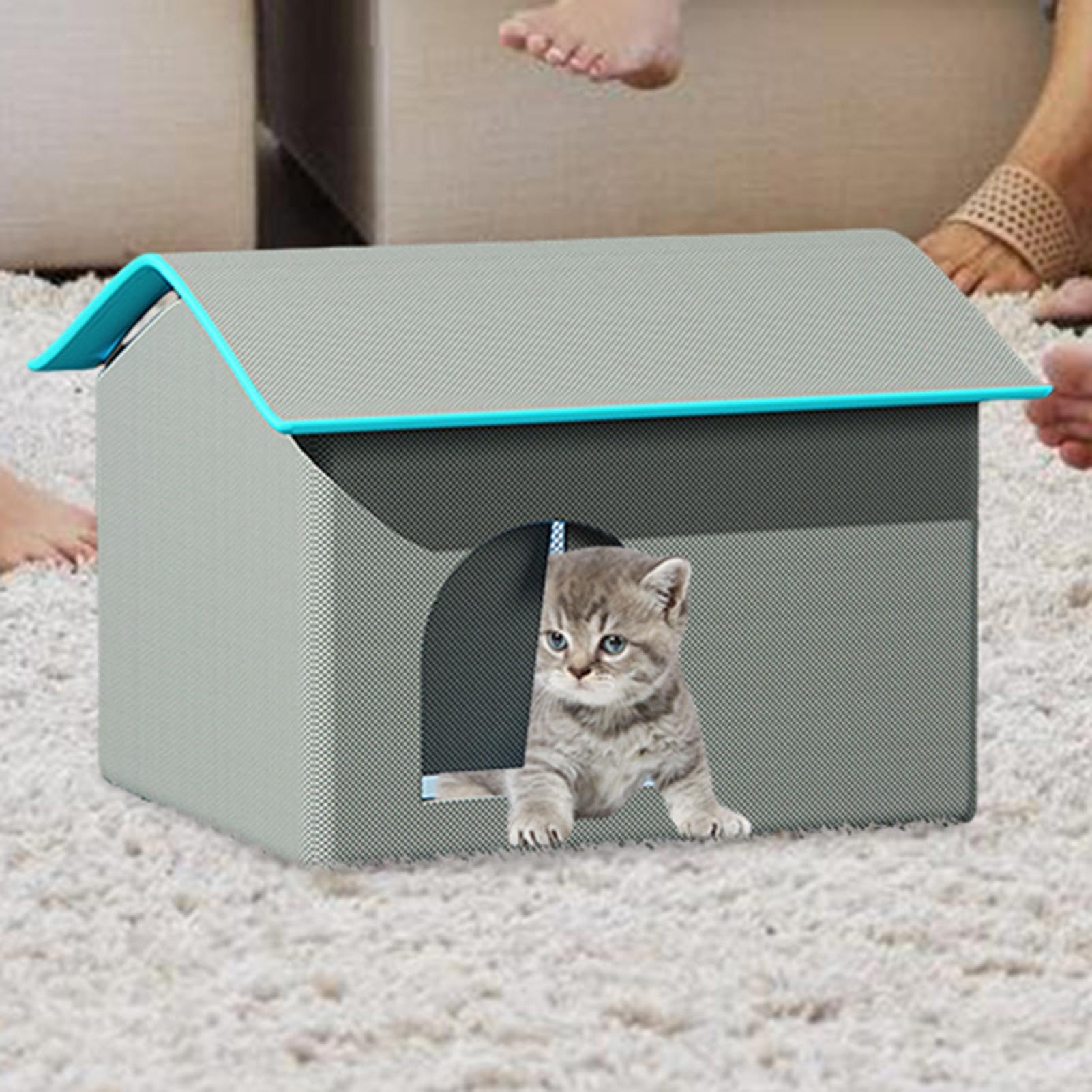 Casa Aire Acondicionado para Gatos, Resistente a Mordeduras, Resistente al | agua, Enfriamiento A Largo Plazo, Cueva para Mascotas con 9 Bloques de Hielo para Cachorros, Casa Refrescante para Gatos